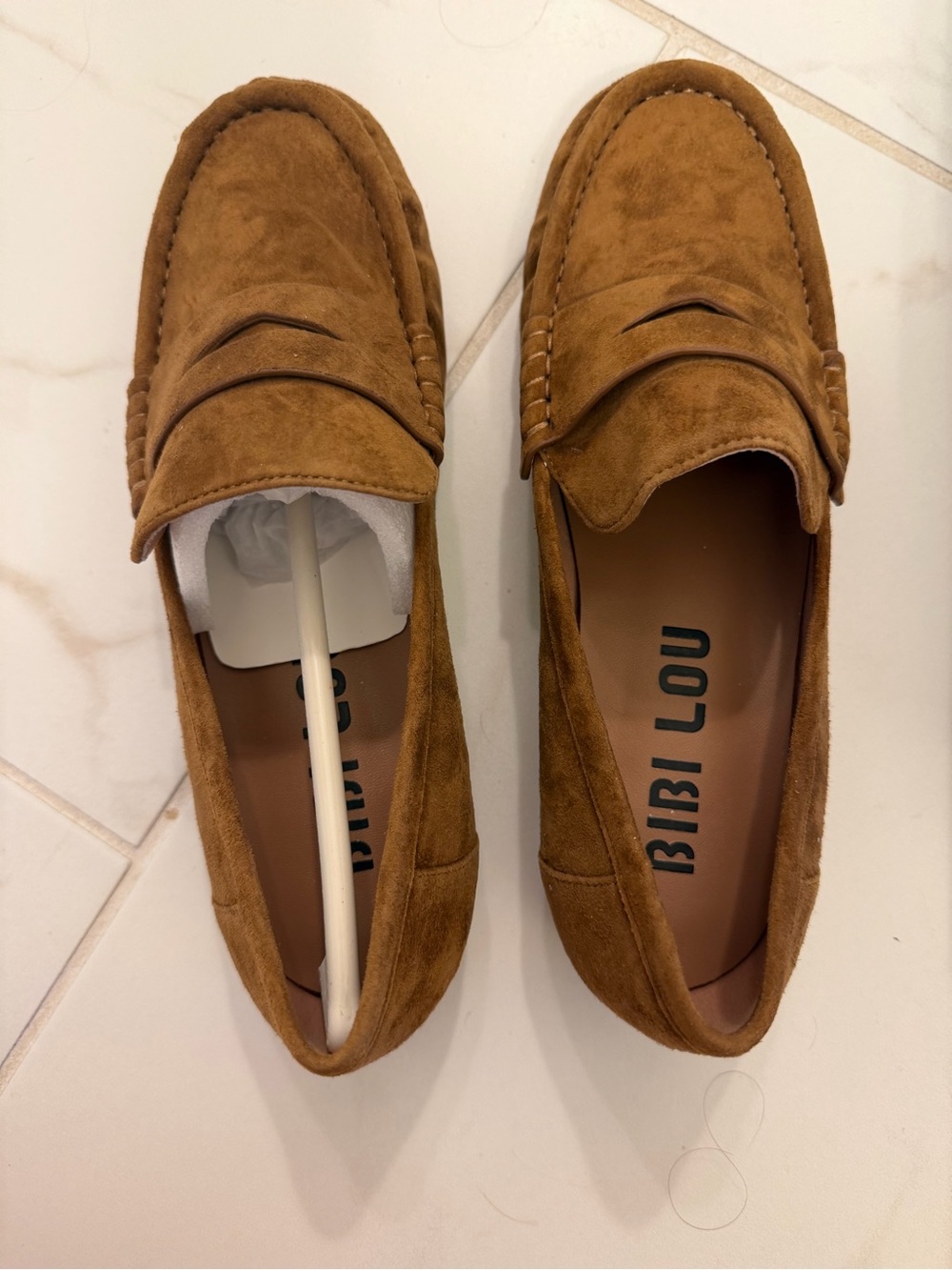Women’s Suede Penny Loafers in Cognac